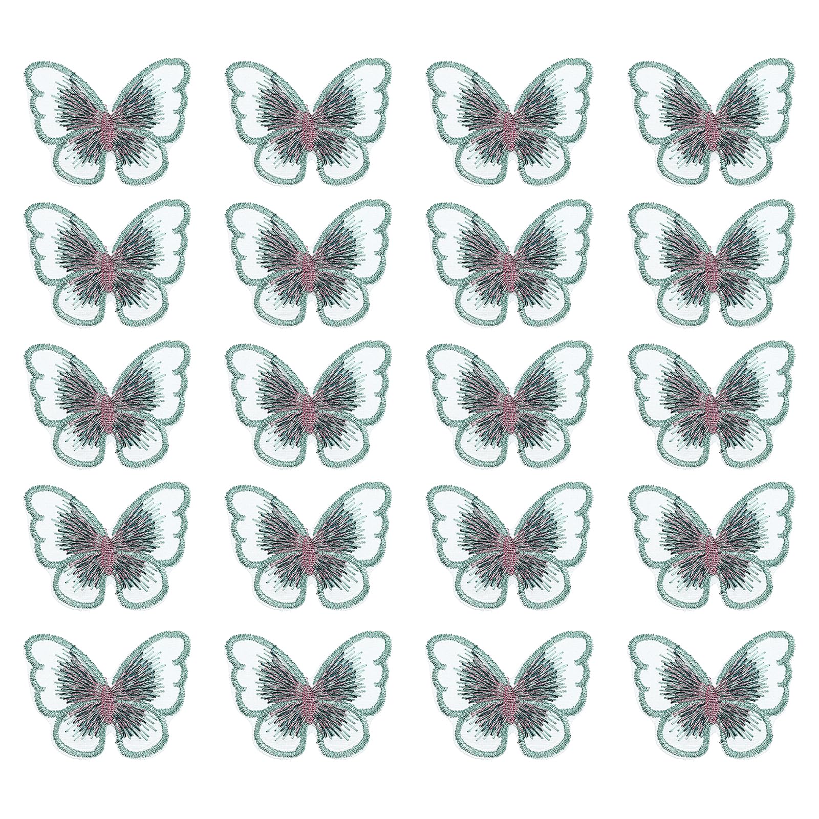 PATIKIL Butterfly Lace Applique, 30pcs Butterfly Patches Lace Fabric Butterfly Applique Patches Embroidery Trim for Clothes Dresses Wedding Craft, 4x5cm, Green — image 1