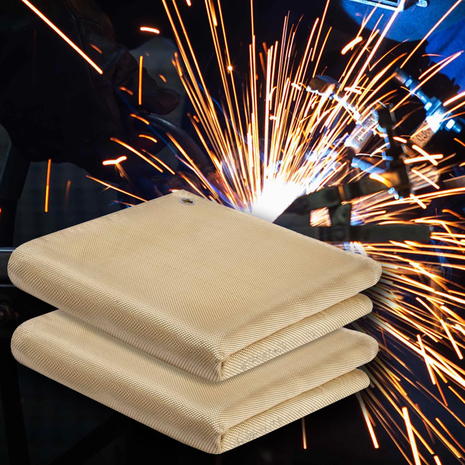 Welding Blanket - Heavy Duty Fiberglass Fireproof Blanket 2 Pack 4 x 6 inch 1022°F Heat Resistant Flame Retardant Protective Mat High Temp Insulation Fabric Blanket for Soldering Brazing Grill