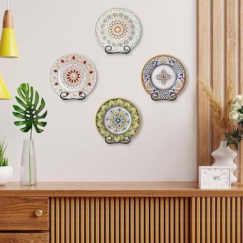 Miniatura 2 de Sumnacon Perchas de metal para placas de pared con tornillos, paquete de 4 soportes para placas para exhibir en la pared, soporte decorativo negro