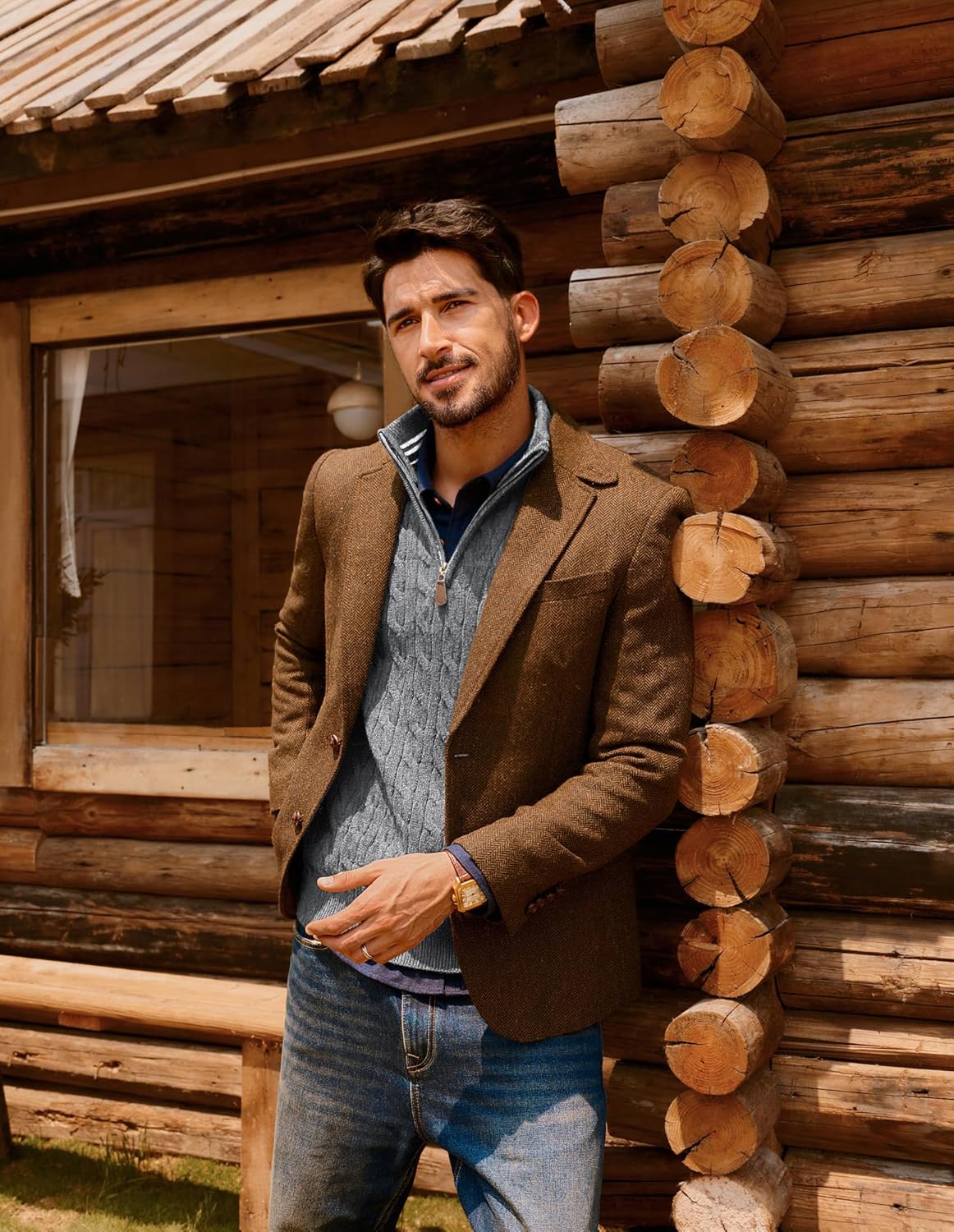 PJ PAUL JONES Mens Quarter Zip Sweater Cable Knitted Pullover Sweaters Textured Solid Colors Sweater - Image 5