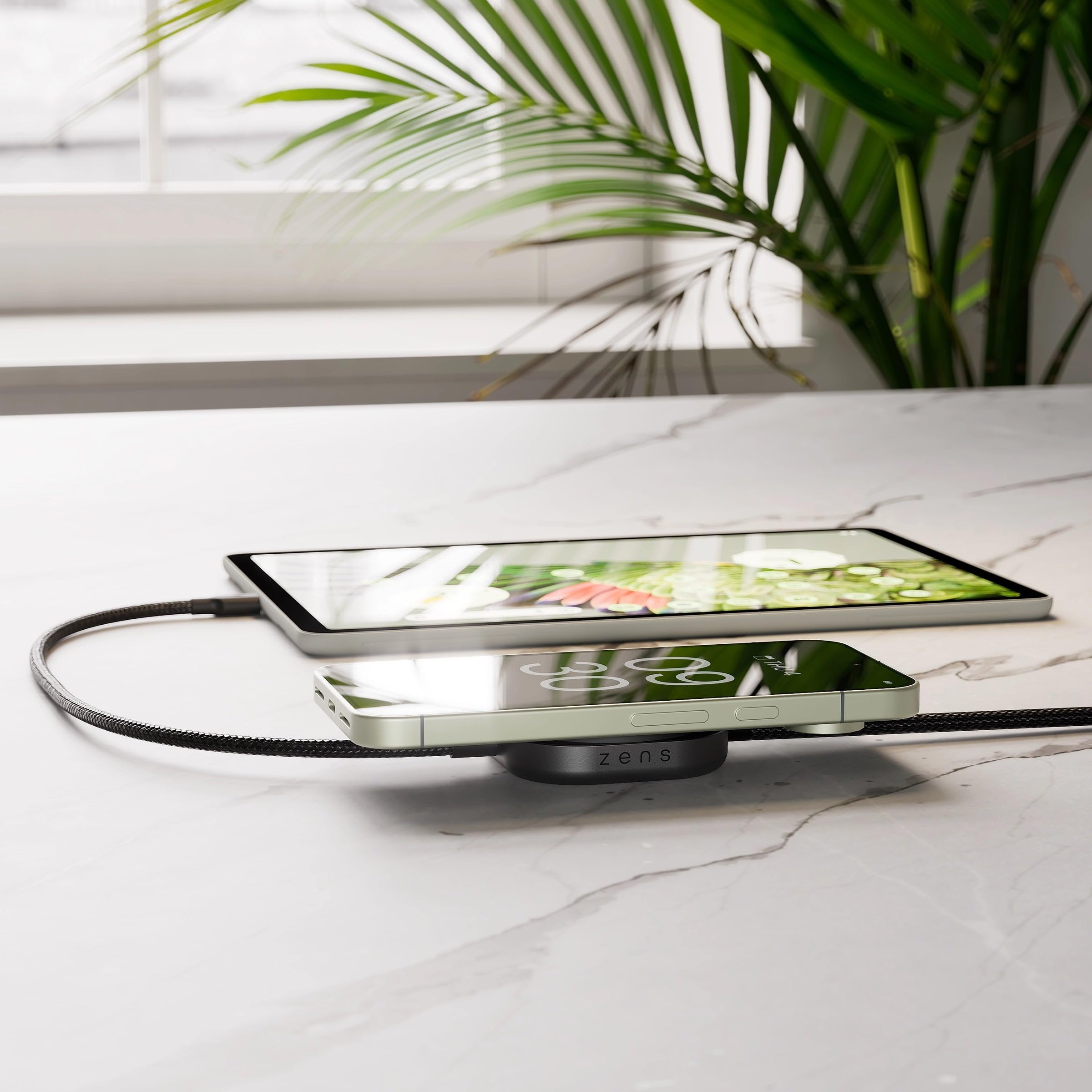 Zens Wireless Charging Cable Pro 2, Negro | Cable de Carga USB-C a USB-C de 1.5 m, MagSafe y Qi2 15W, Compatible con iPhone Air/17/16/15/14/13/12, y AirPods