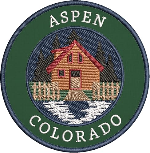 Cabin by The Lake - Aspen - Colorado - Bordado de 3.5 pulgadas, parches decorativos para planchar o coser, recuerdos de vacaciones, viajes,