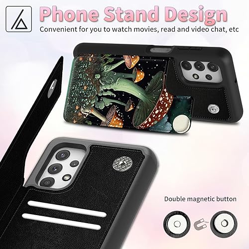 Miniatura 4 de Funda para Samsung A53 5G con ranuras para tarjetas y soporte Funda de cuero PU de doble capa de PC duro TPU suave Funda protectora para Samsung