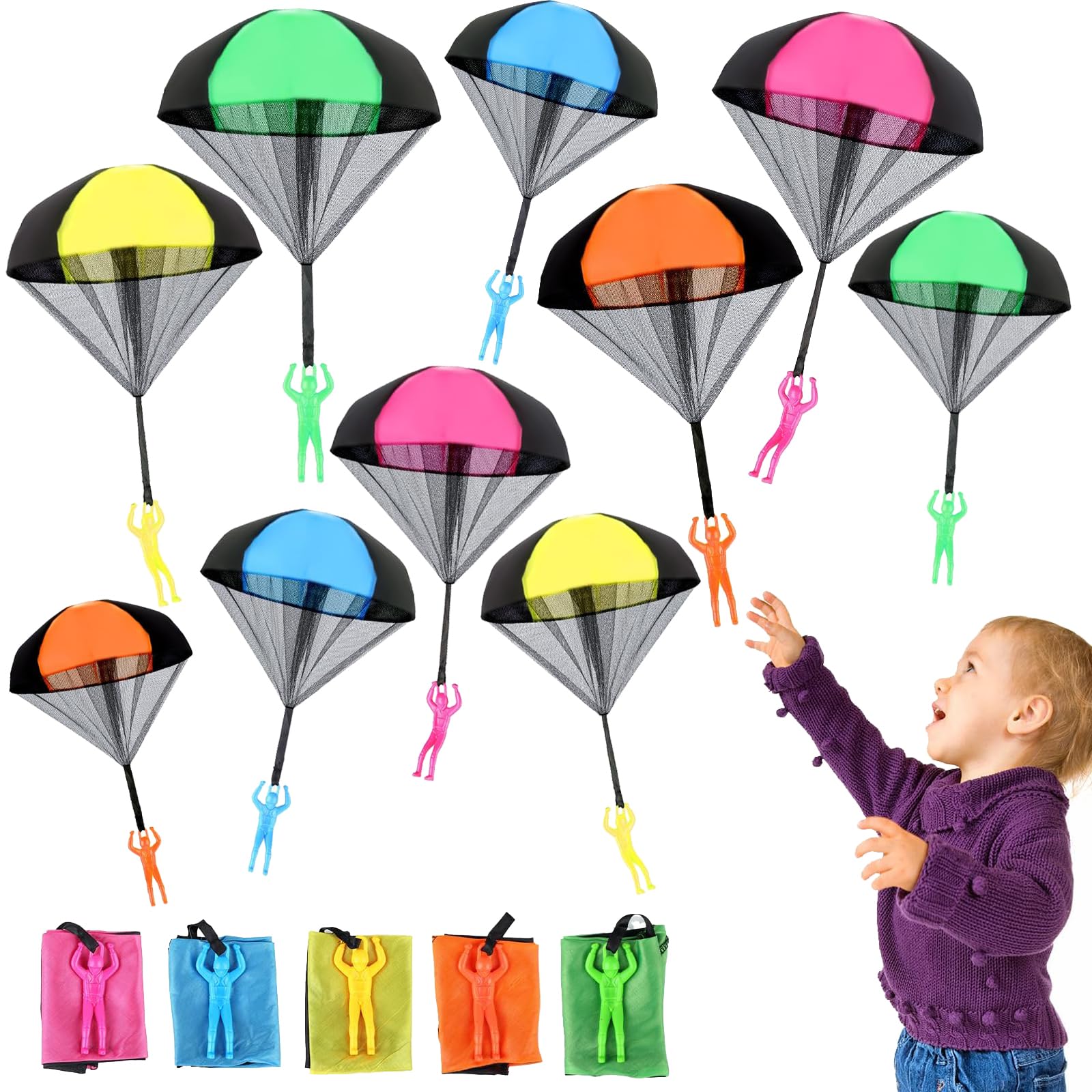 Parachute Jouet Multi-couleur – Lot De 5 Figurines Animalières – Lancer En Plein Air – Cadeau Noël