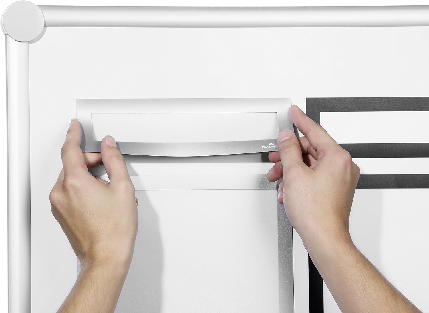 Durable 498623 Duraframe Magnetic Top, Magnetic Title Frame, A4 - Silver, Pack of 5