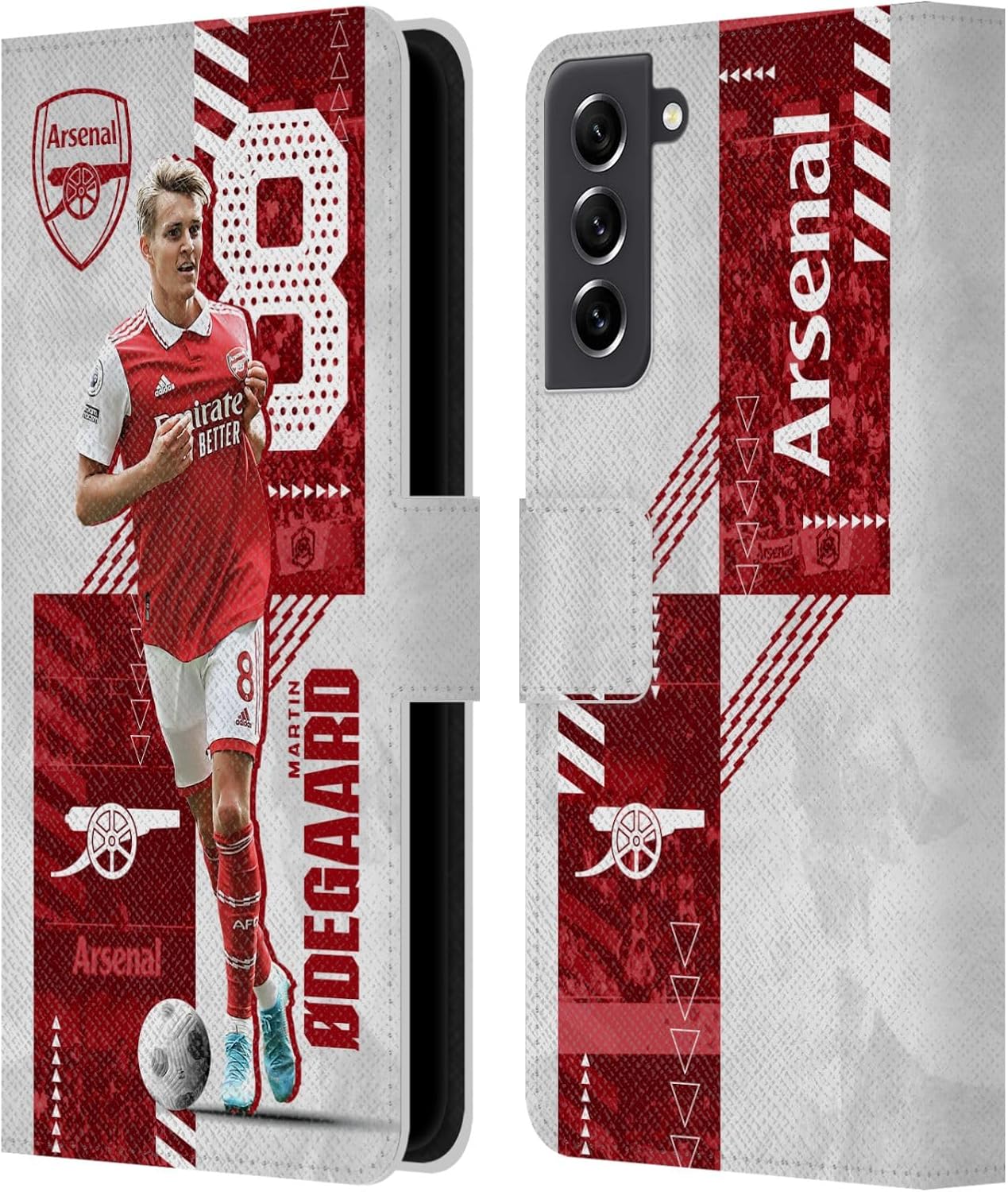 Head Case Designs Officially Licensed Arsenal FC Martin Ødegaard 2022/23 First Team Leather Wallet Case Compatible with Samsung Galaxy S21 FE 5G