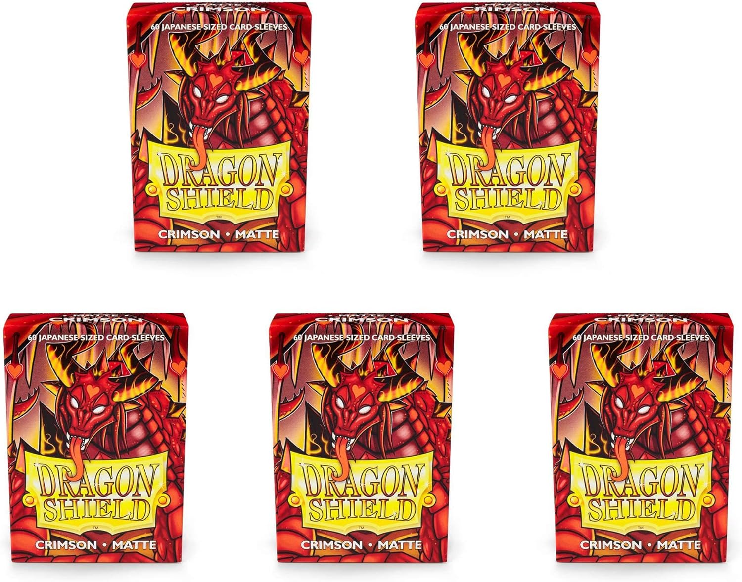 5 Packs Dragon Shield Matte Mini Japanese Crimson 60 ct Card Sleeves Value Bundle! …