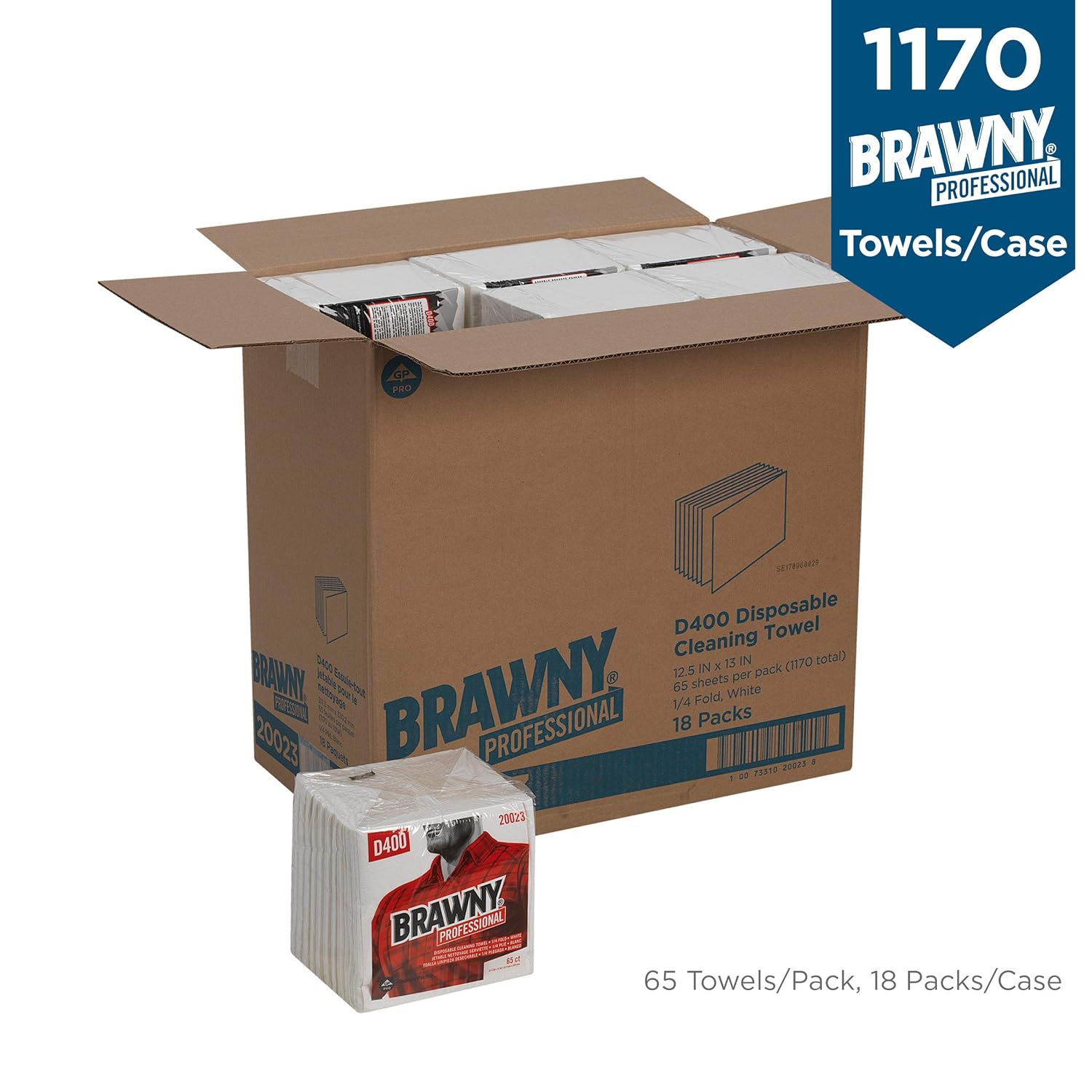 Super Sale 🛒 GP Brawny Professional D400 Disposable Cleaning Towel, 1/4-Fold, White