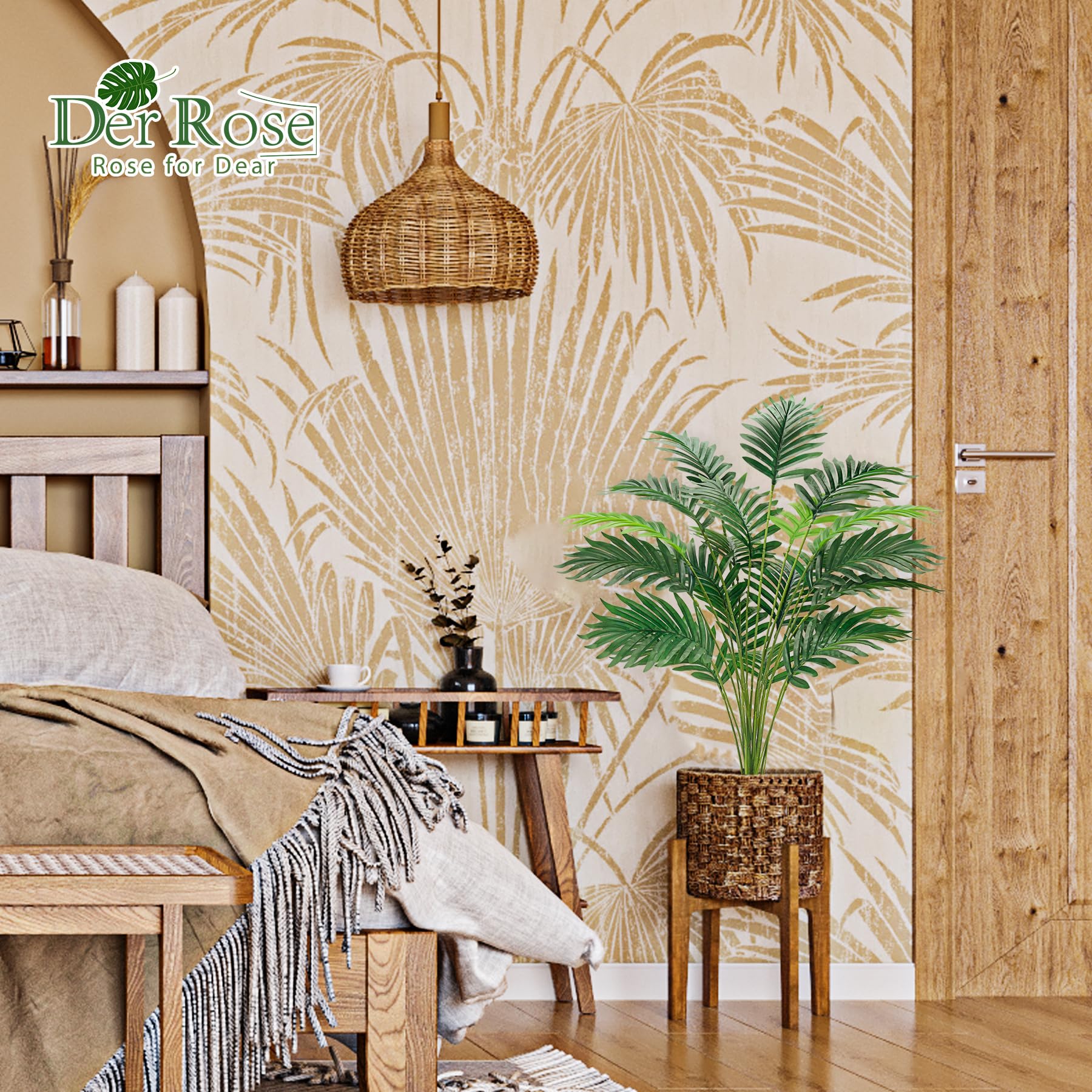 Best Patio Plants for 2026: Faux Picks That Last 2 Der Rose 28' Fake Palm Tree, Artificial Plants Indoor in Modern White Pot — product photo