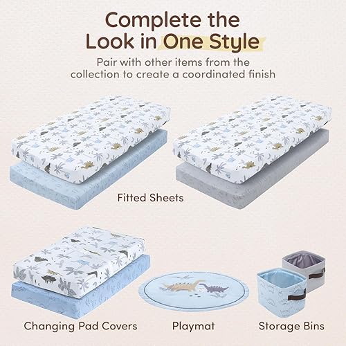 Miniatura 7 de Fundas para cambiador de bebé, sábana de mesa de 32 x 16 pulgadas, bolsillo profundo de 8 pulgadas, funda para cambiador de dinosaurio de algodón,