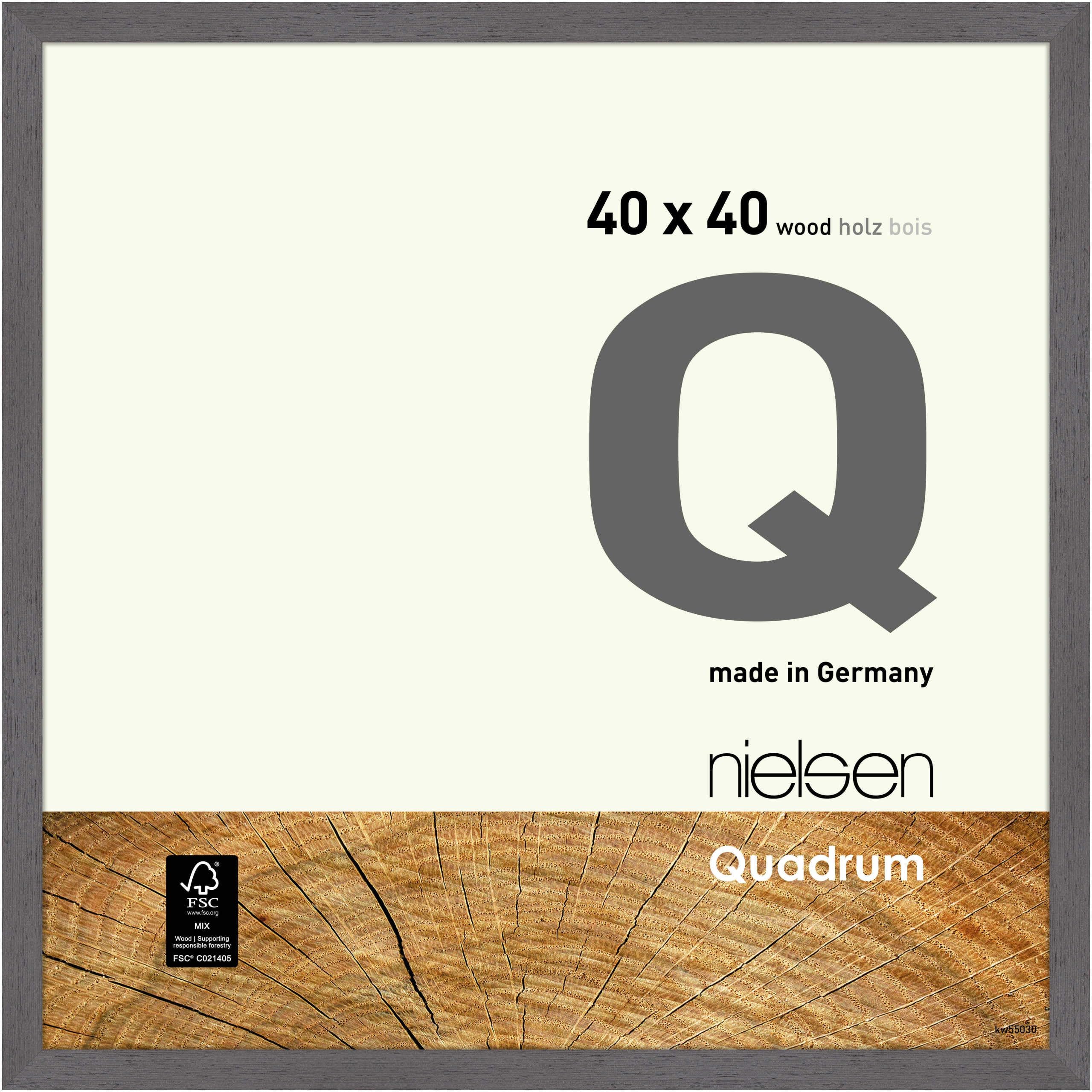Nielsen Grey Quadrum Wooden Picture Frame - 40X40cm - With Float Glass And Easy Push-Turn Clips - For Photos And Art