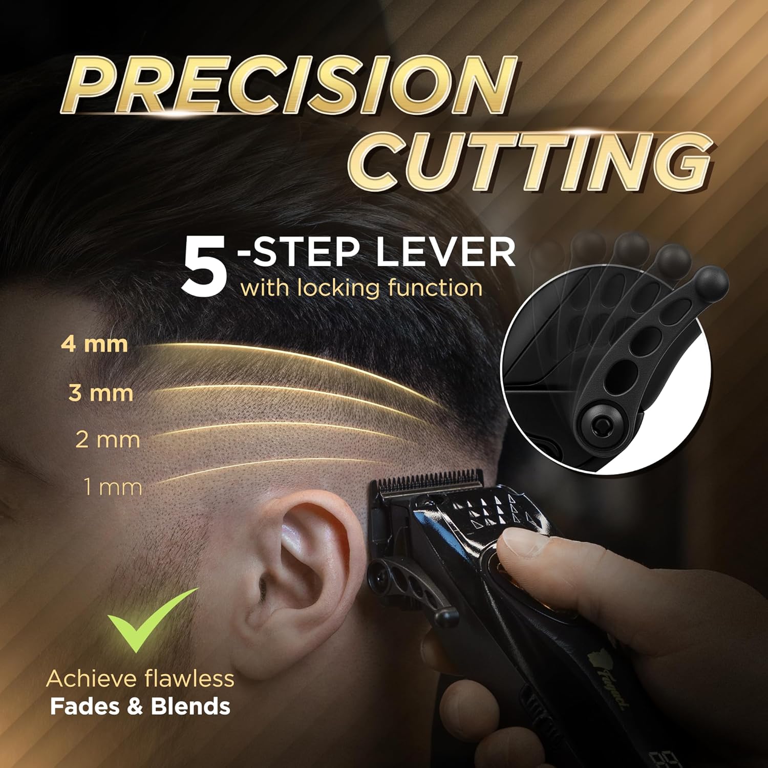 Fagaci Professional Hair Clippers for Men with DLC Blades and High Torque, Vector Motor 12000 RPM Professional Barber Clippers Cordless, Mens Hair Clipper Cordless Set