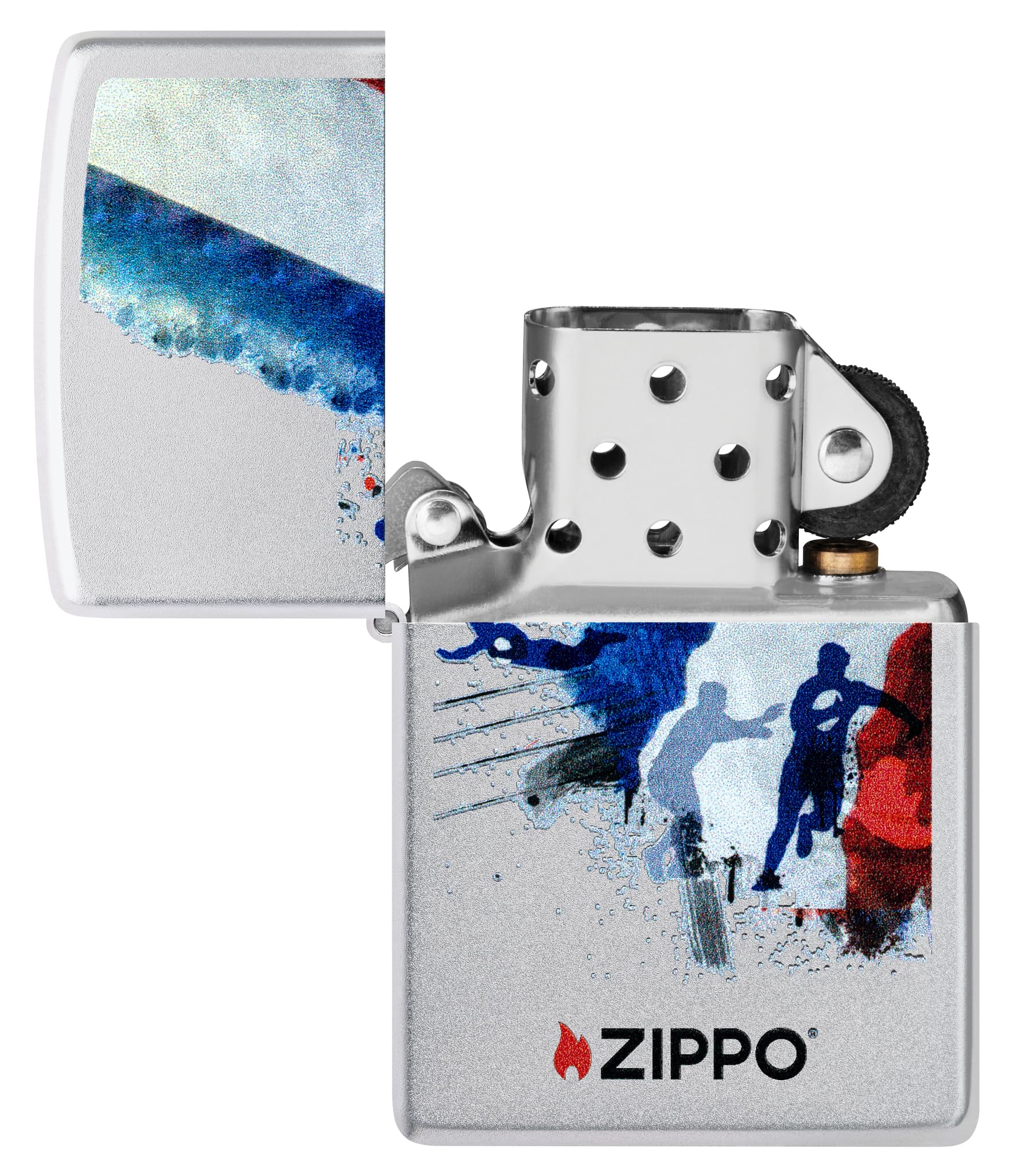Zippo RuGBy Zapalniczka Sztormowa, Kolorowy Nadruk, do Napełniania, Wielokrotnego Użytku, Wiatroodporna Konstrukcja, Pudełko na Prezent, Wykonano w USA, Satynowy Chrom (Satin Chrome)