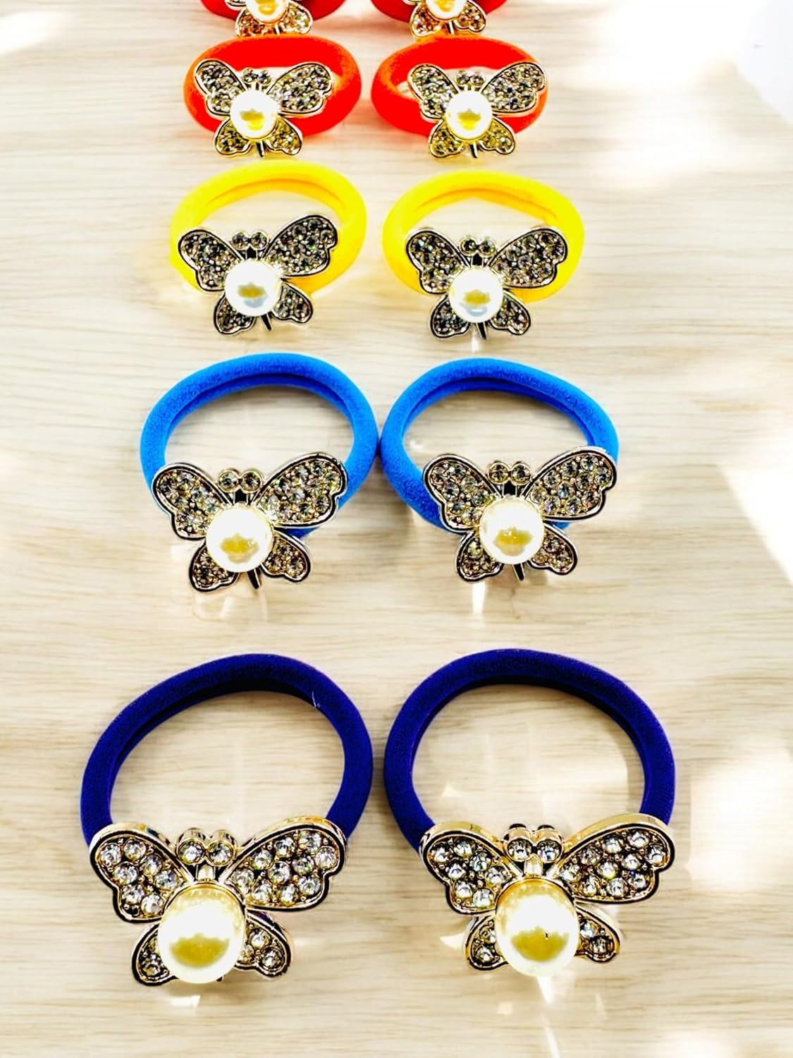 Elastic Elegant Hair Rubber Bands For Kids And Girls Ponytail Holder Hair in Filled Charming Butterfly Designed Ties Pack of 10