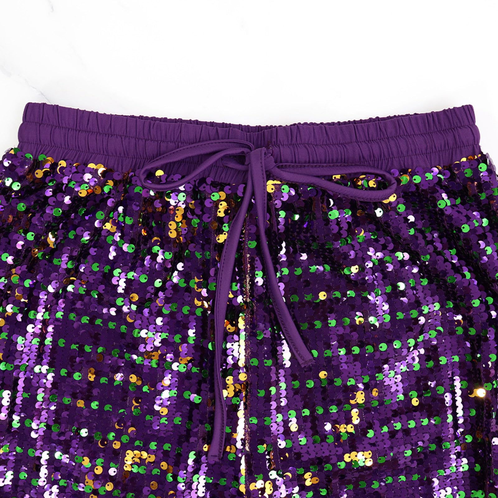 Pantaloni Donna Eleganti Paillettes Pantalone Brillanti Culotte Larghi Casual Elegante Completo Scintillii Zampa Elasticizzati Gamba Brillantini Pantaloncini
