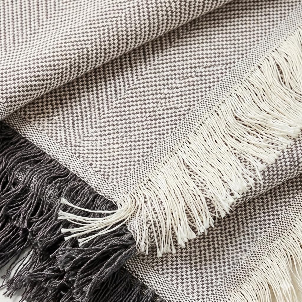 Martina Home Foulard, Tela, Ecru/Grigio, 230x260 cm