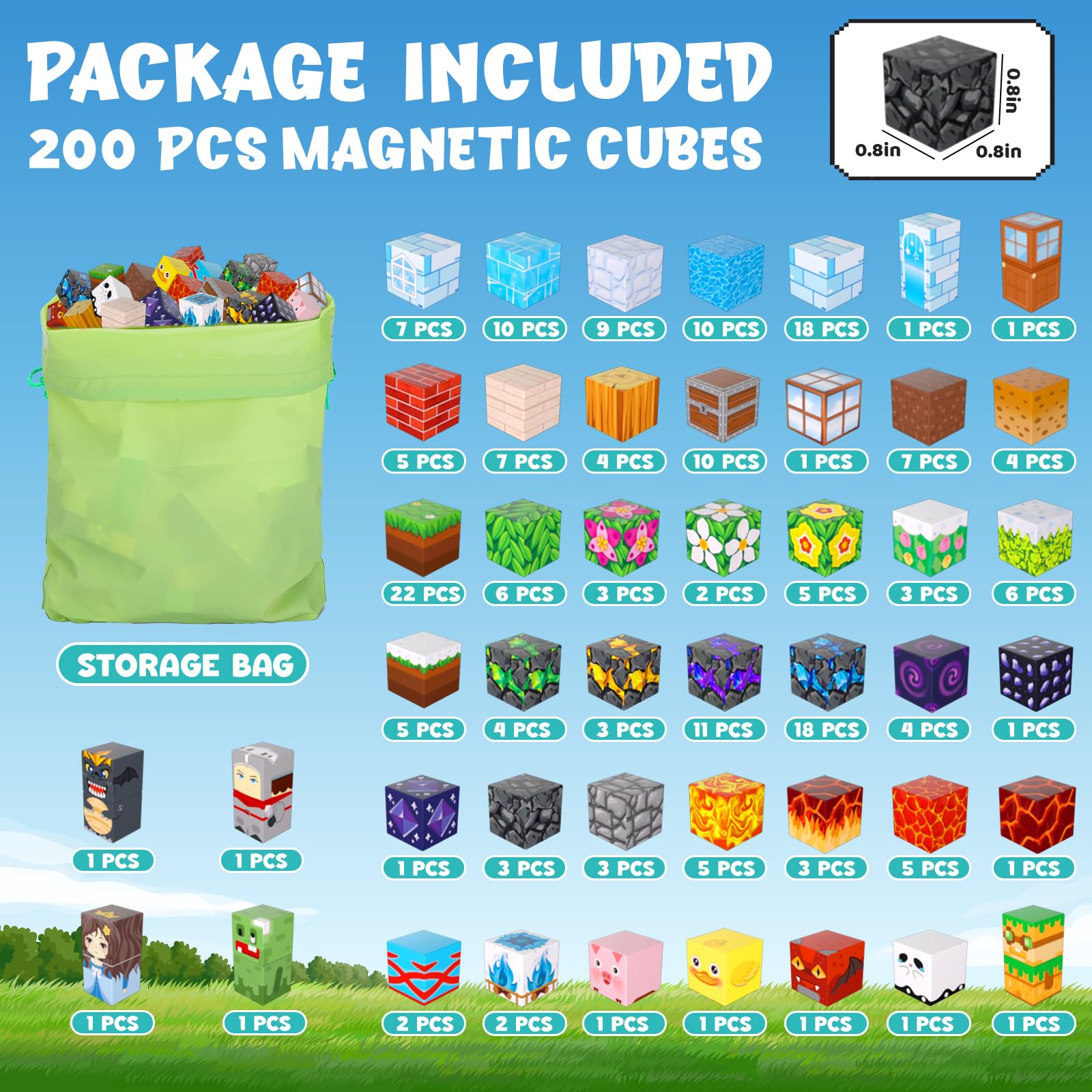 ACELIFE Blocchi magnetici da costruzione 200 pezzi, giocattoli magnetici creativi STEM Magnetic Building Blocks giocattoli regali per bambini ragazzi e ragazze 3 4 5 6 7 8 anni