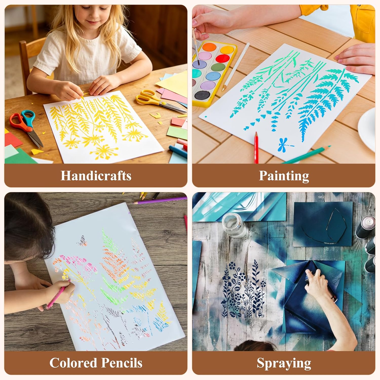 Alipis 15 Pack Large Flower Stencils for Painting on Wood and Walls,15 Patterns, 14.54 × 11 in,Easy to Clean,Stencils for Crafts Reusable,for Walls Furniture Canvas Fabric DIY Home Decor