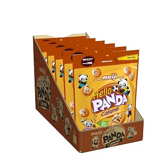 Meiji Hello Panda Cookies Creme Filled 7 Oz Pack Of 6 Bite Sized Cookies with Fun Sports, Caramel, 42 Ounce