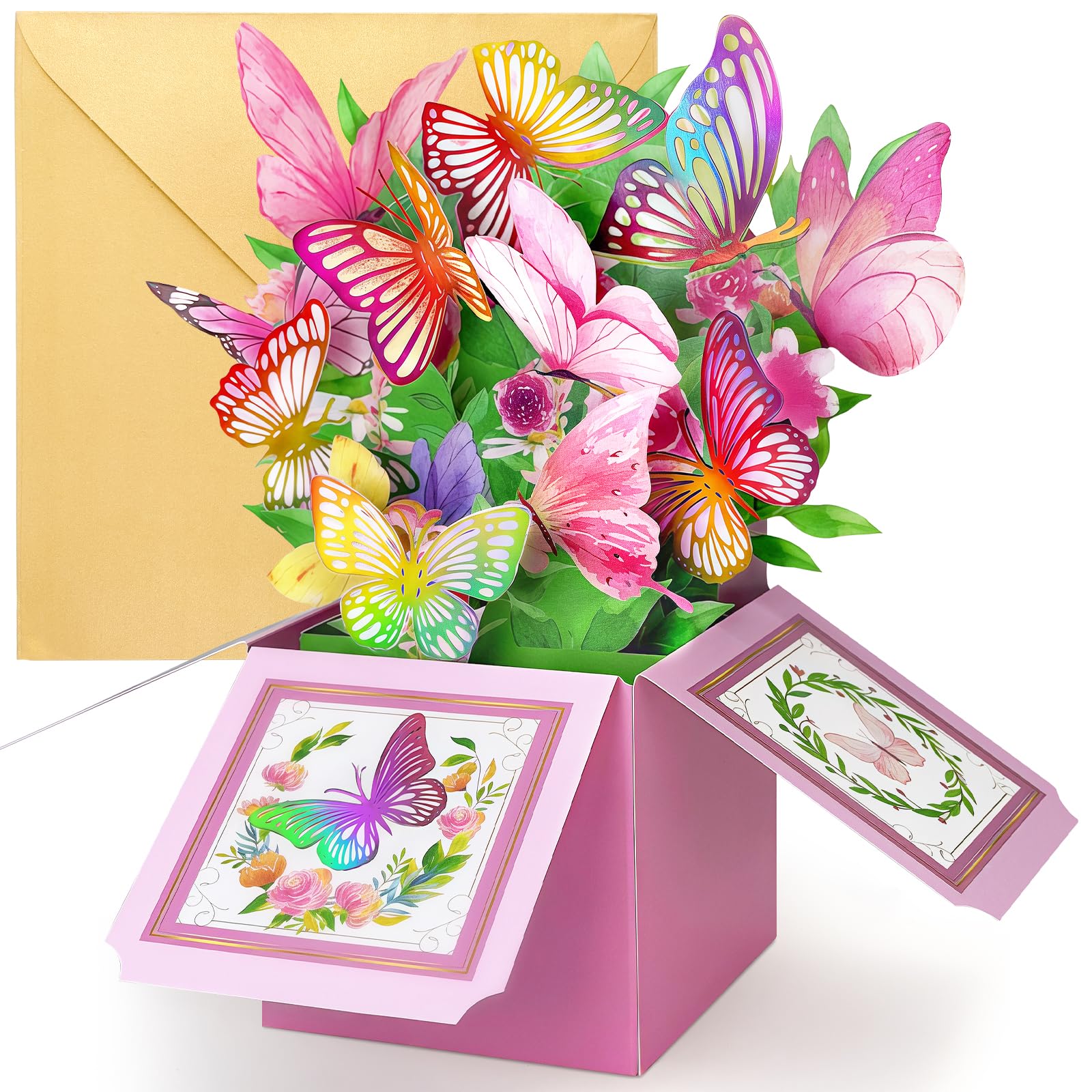 YianHien Birthday Cards for Women, Butterfly 3D Box Pop Up Birthday Card