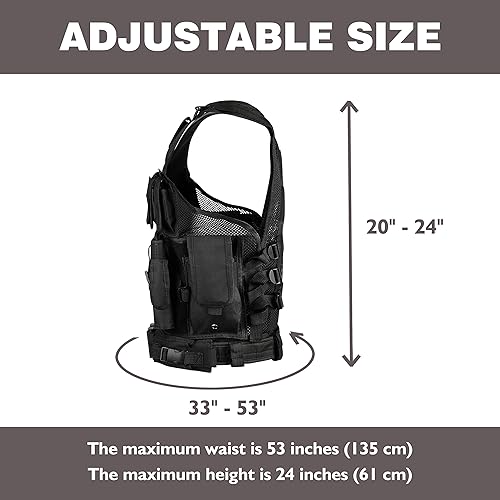 Miniatura 4 de Chaleco de Airsoft para adultos, ajustable, S-XXXXL, chaleco táctico para hombres, ligero, transpirable, nailon 600D, chaleco de combate juvenil