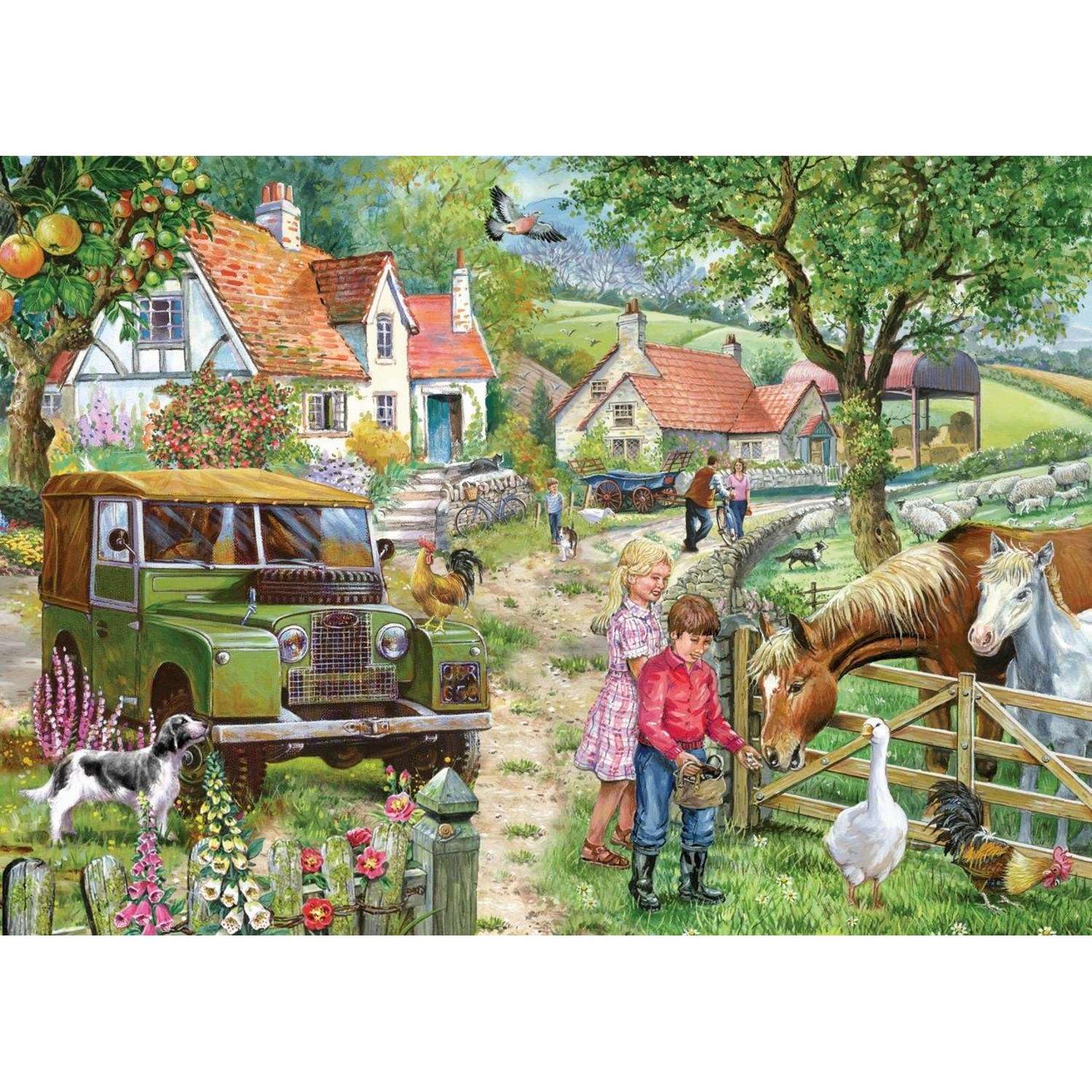 The House of Puzzles - Orchard Farm Jigsaw - 1000 Piece Jigsaws For Adults, Artist Illustrated, Scenic Landscape, Deluxe Puzzle Gifts
