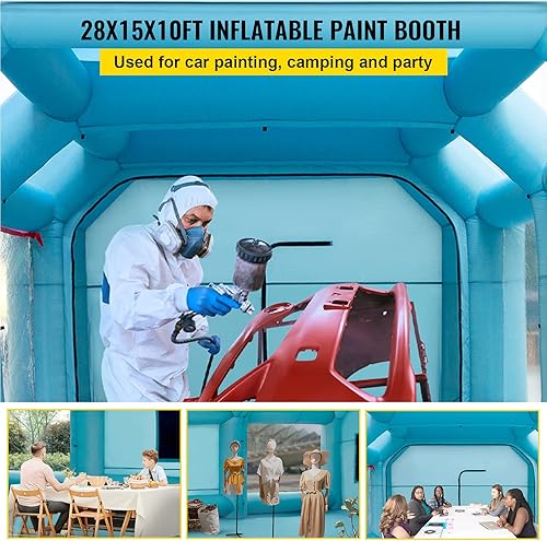 Miniatura 2 de VEVOR Cabina de pintura inflable portátil, cabina de pulverización inflable de 28 x 15 x 10 pies, tienda de campaña de pintura para automóvil con