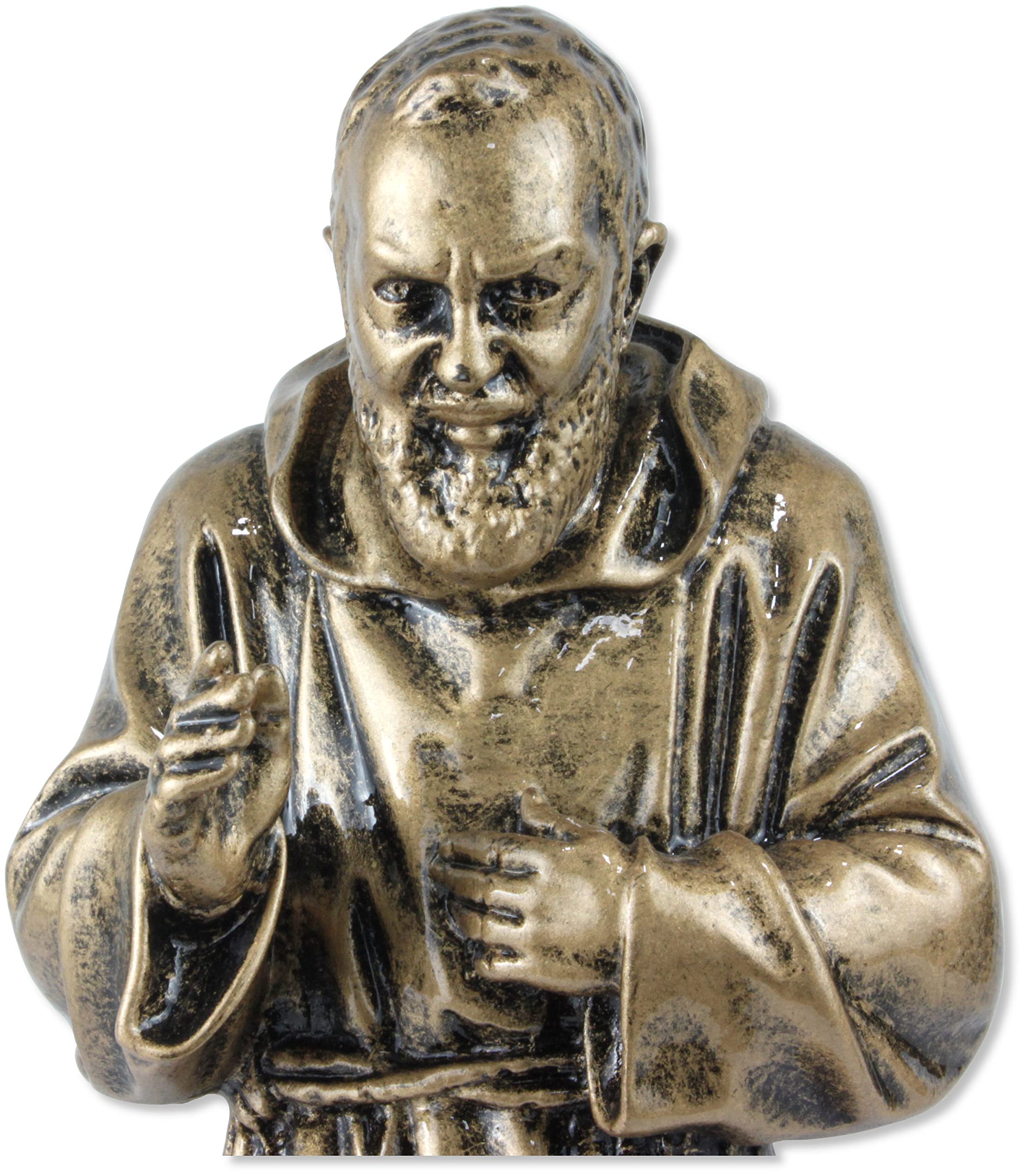 Proposte Religiose Statue St. Pio von Pietrelcina aus Kunstharz, 30 cm, bronzefarben, hergestellt in Italien