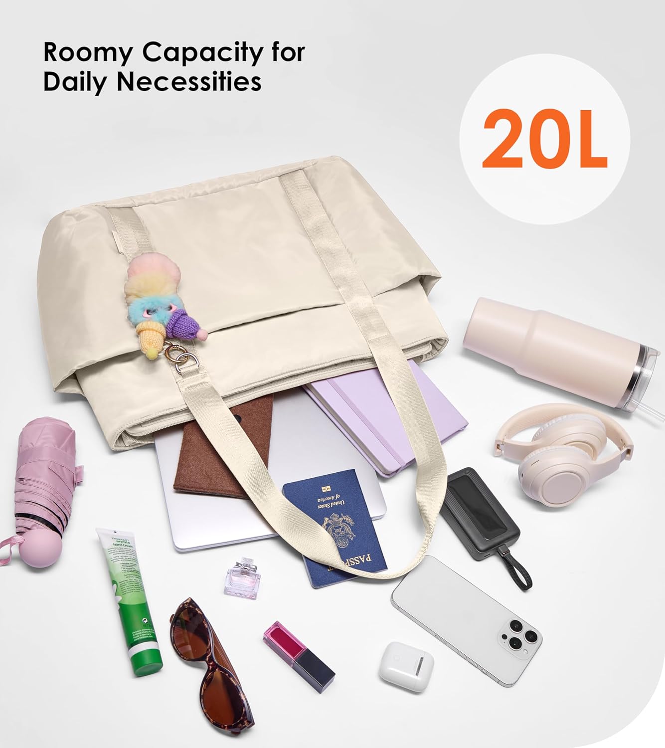 Puffer Tote Bag for Women with Zipper, Lightweight Work Bags for Women, Shoulder Bag with Compartments for Travel - Image 4