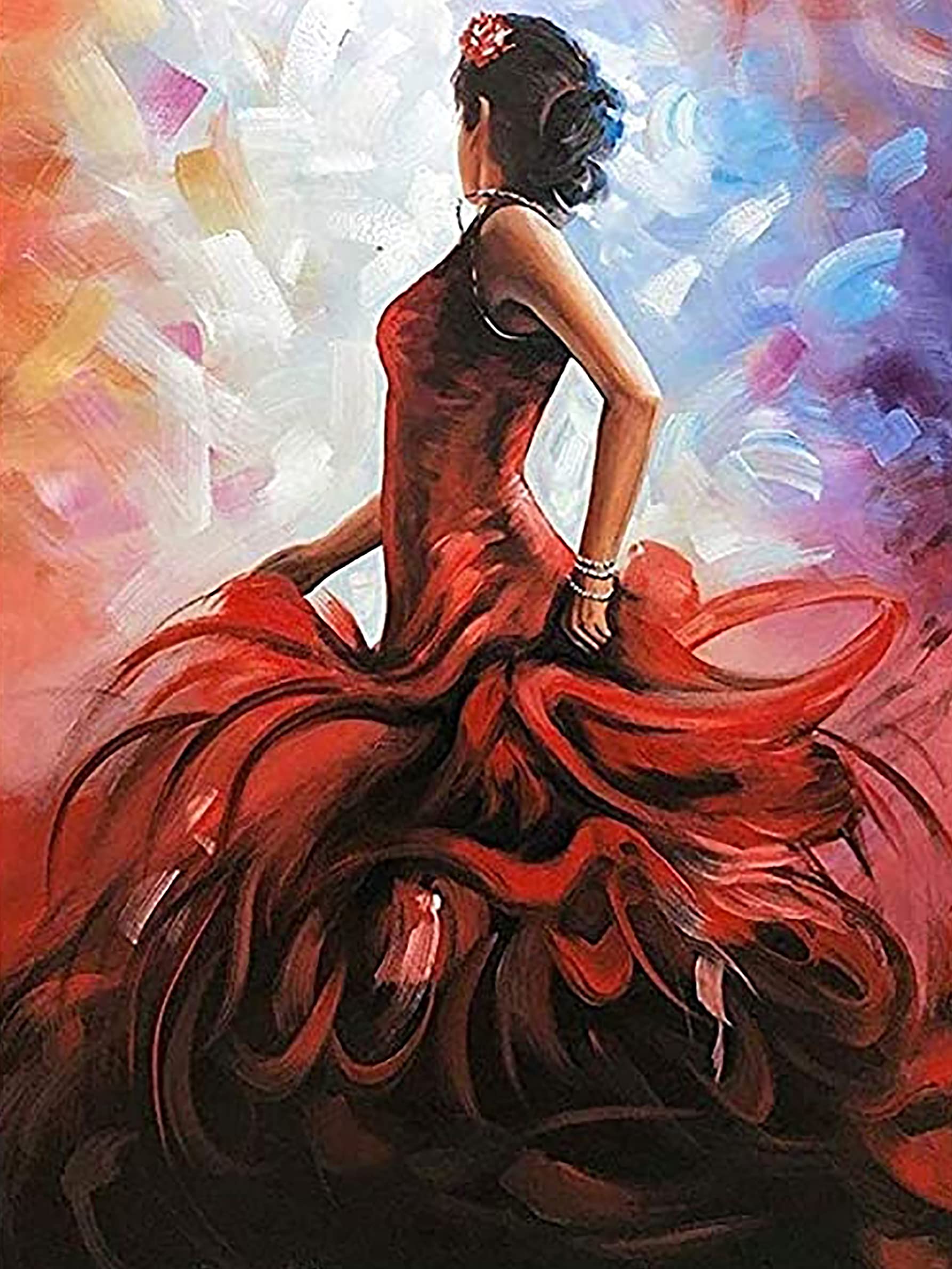 Leejoy5D Diamond Art Dancing Girl, DIY Diamond Painting Kits for Adults Beauty Full Drill Crystal Rhinestone Embroidery Pictures Arts Crafts Canvas Cross Stitch for Home Decor 30x40cm