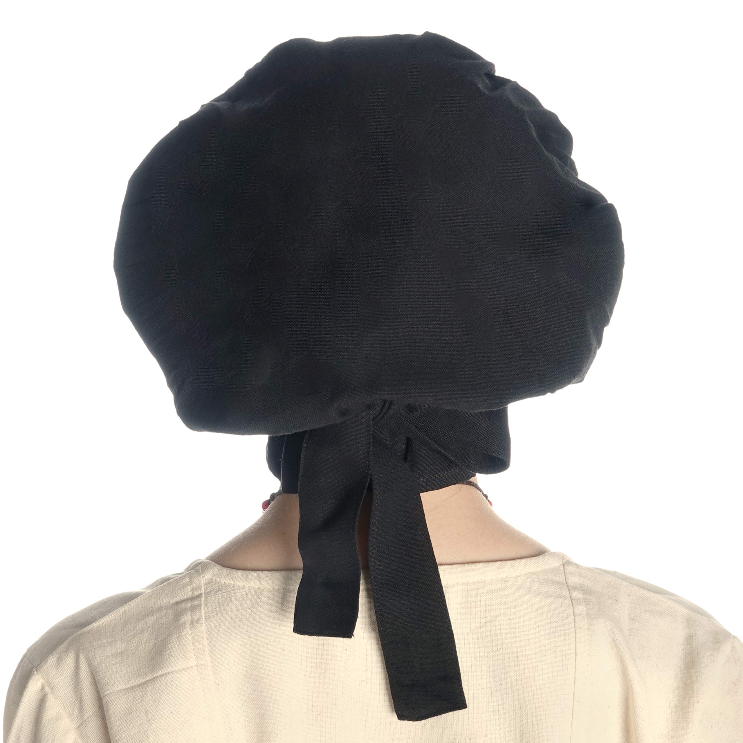 HEMAD Lady Bonnet with tie Black Pure Cotton - Image 3