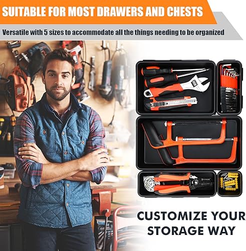 Miniatura 4 de Paquete de 100 cajas de herramientas organizadoras y cajones de almacenamiento para herramientas, bandeja divisora, 5 tamaños, organización y