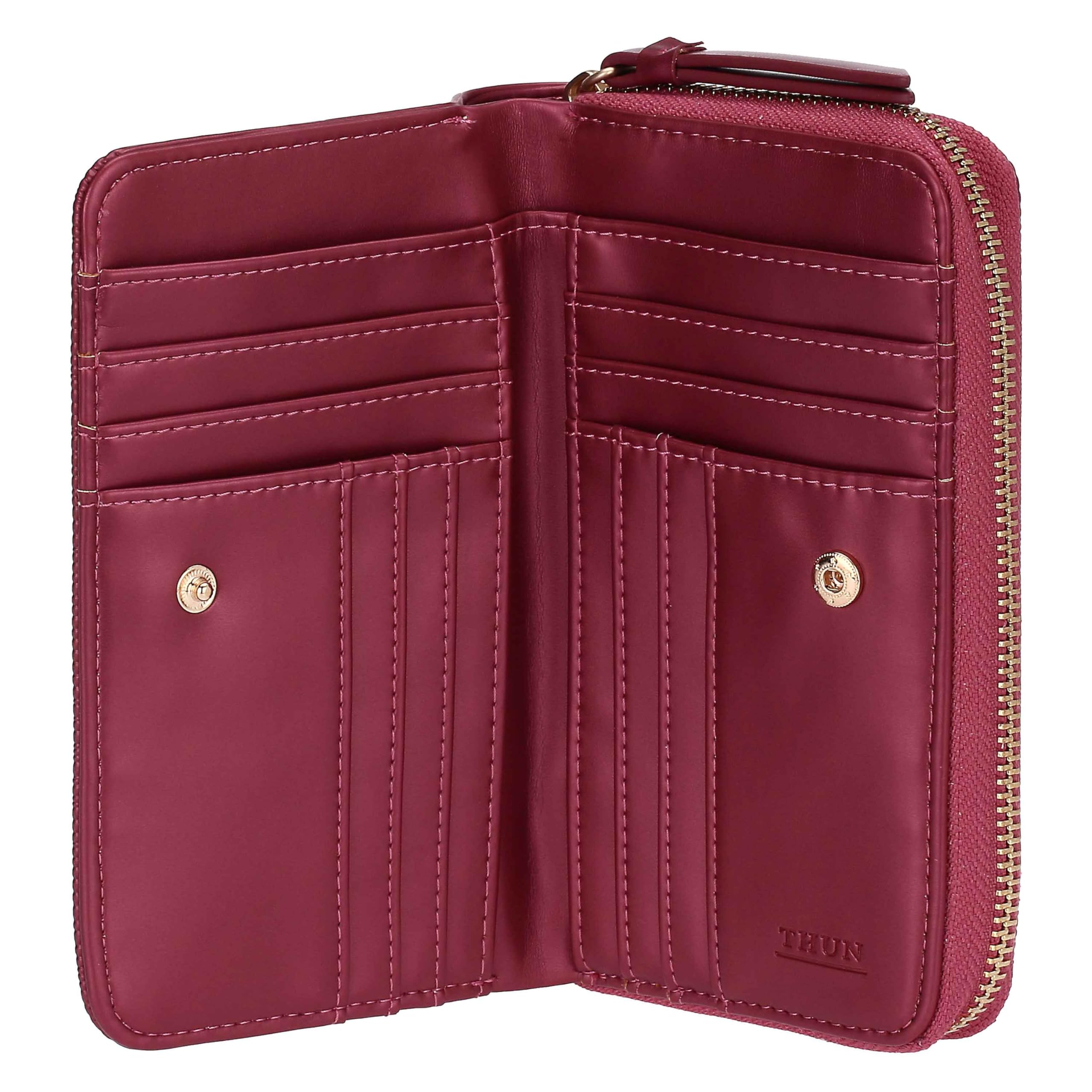 THUN - Portafoglio cherry medio - ecopelle - Collezione Sempre con me - 15,8 x 3 x 9,5 cm