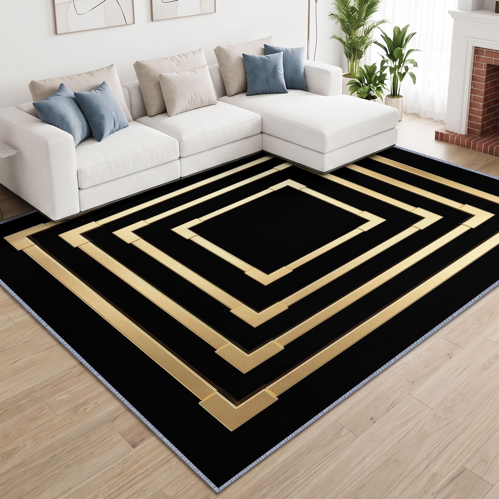 Zmywalny geometryczny kwadratowy dywan do salonu 160 x 230 cm