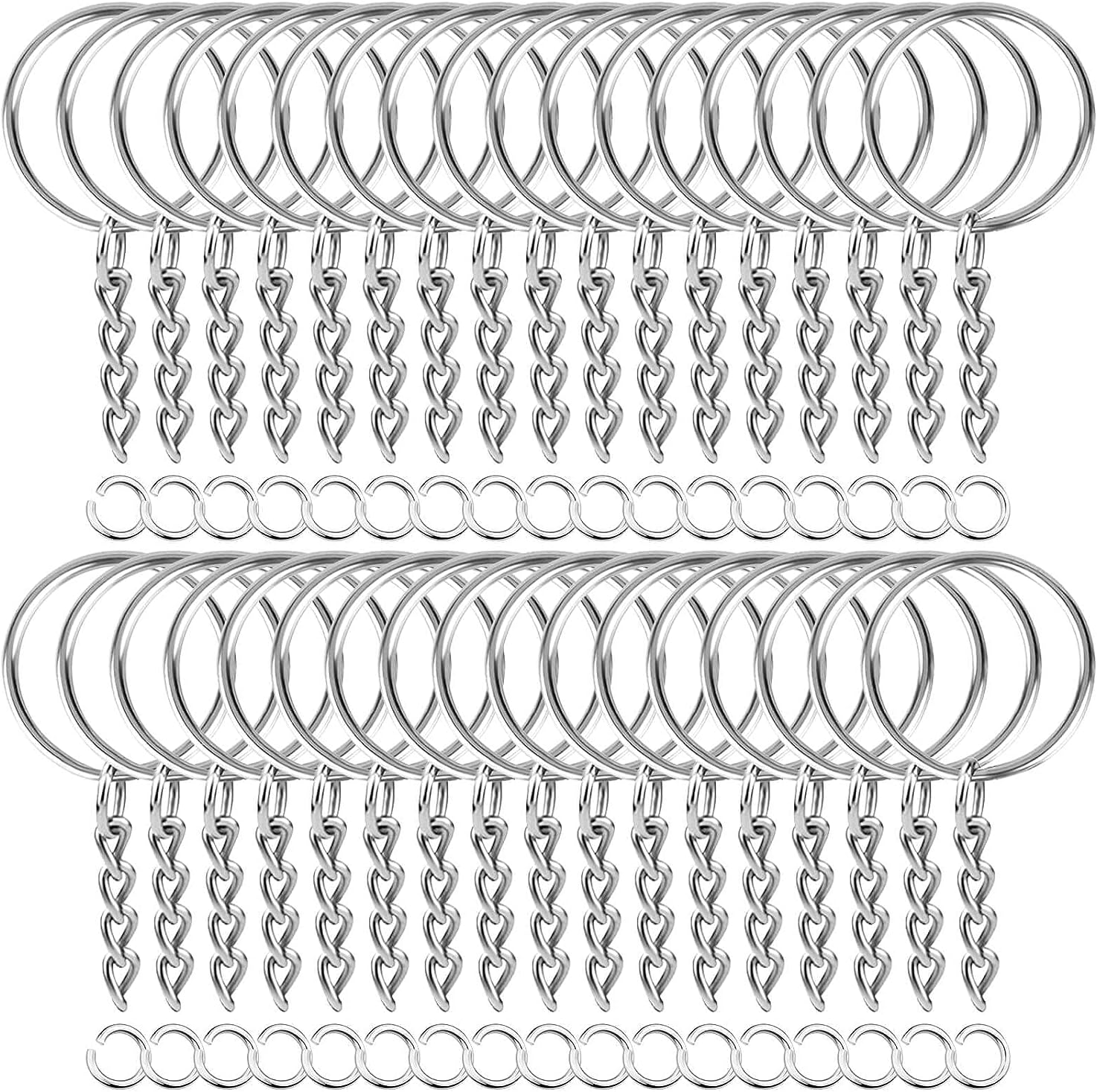 Paxcoo 100Pcs Split Key Chain Rings with Chain and Jump