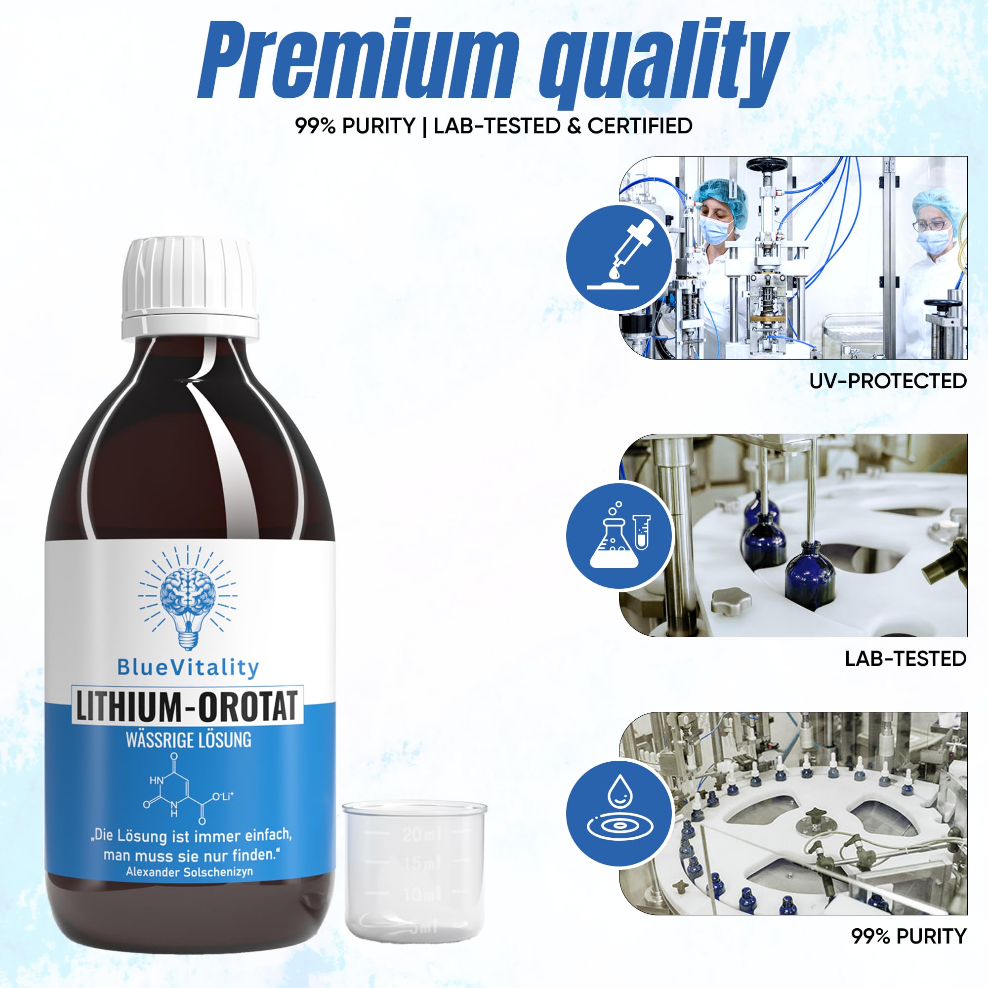 Produktbild von Orotate Flüssiglösung 500 PPM, 300 Ml – 98,5% Reinheit, Für Labor & Forschung, Kontrollierte Qualität (nicht Für Verzehr)