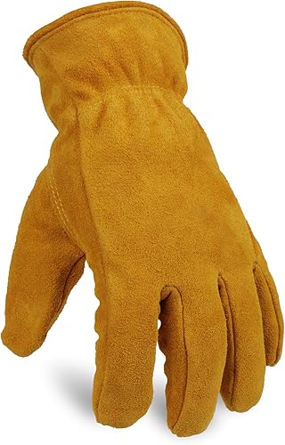 Miniatura 15 de OZERO 2 pares de guantes de trabajo de cuero de invierno para clima frío al aire libre: guantes cálidos con aislamiento térmico para hombres y Oro