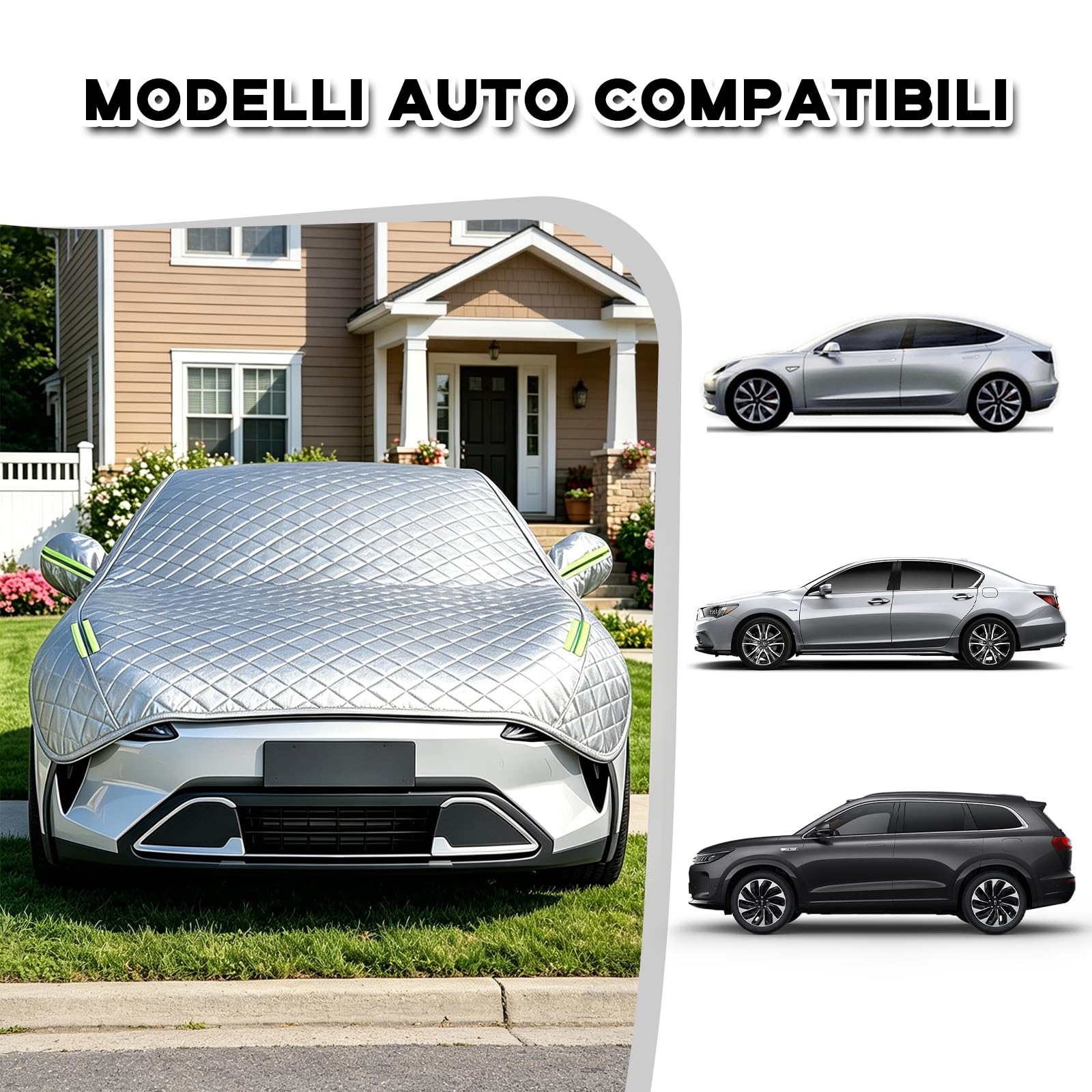 Telo Copriauto Antigrandine per Citroen C4 Cactus 2014-2020,Telo Copri Auto Esterni,Mezza Copertura per Macchina Impermeabile Antigrandine Protezione Per Tutte Le Stagioni Mb295