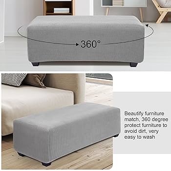 BellaHills Stretch Ottoman Cover Ottoman Slipcovers Rectangle Foot