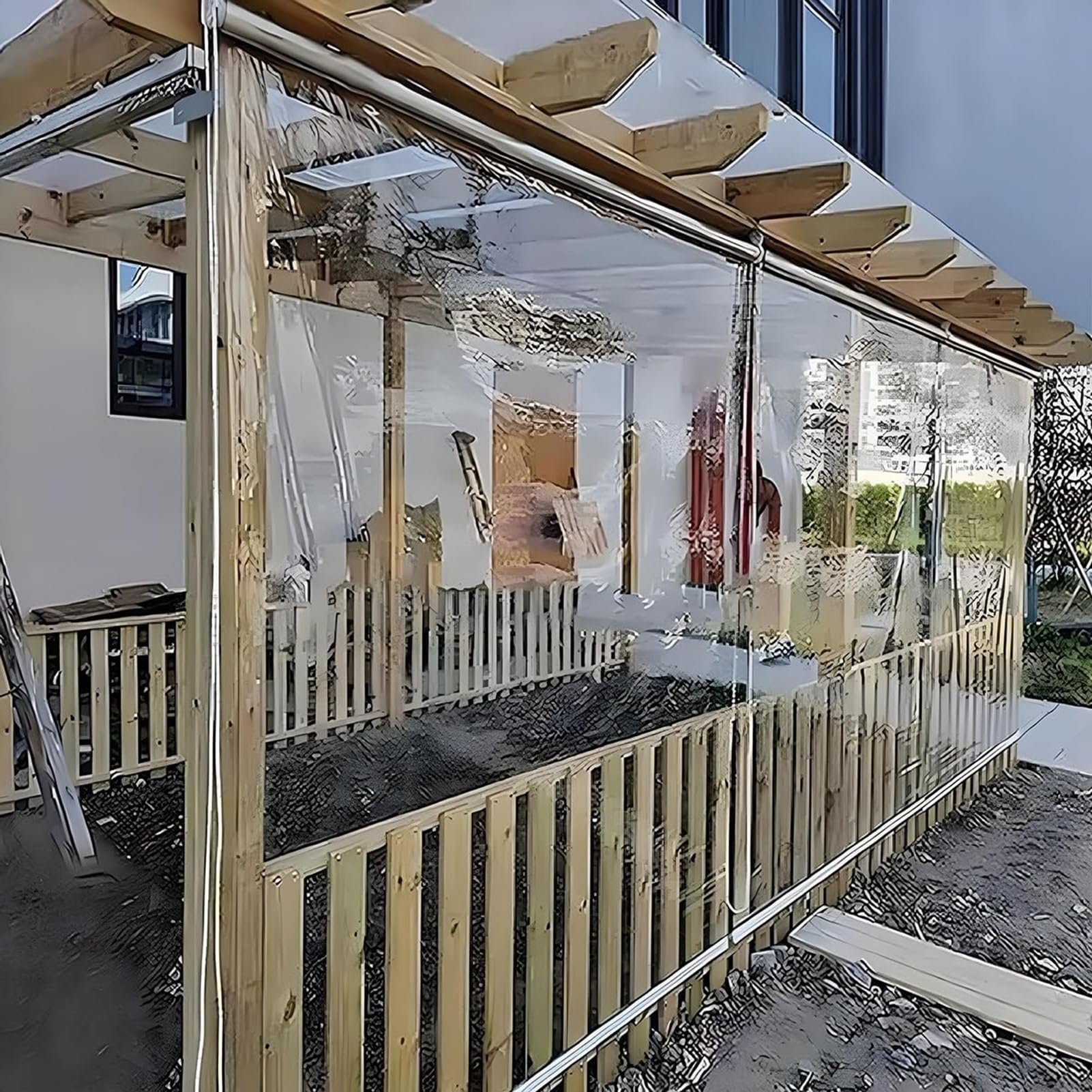 Store enrouleur extérieur PVC contre la pluie et la poussière de balcon 100x300