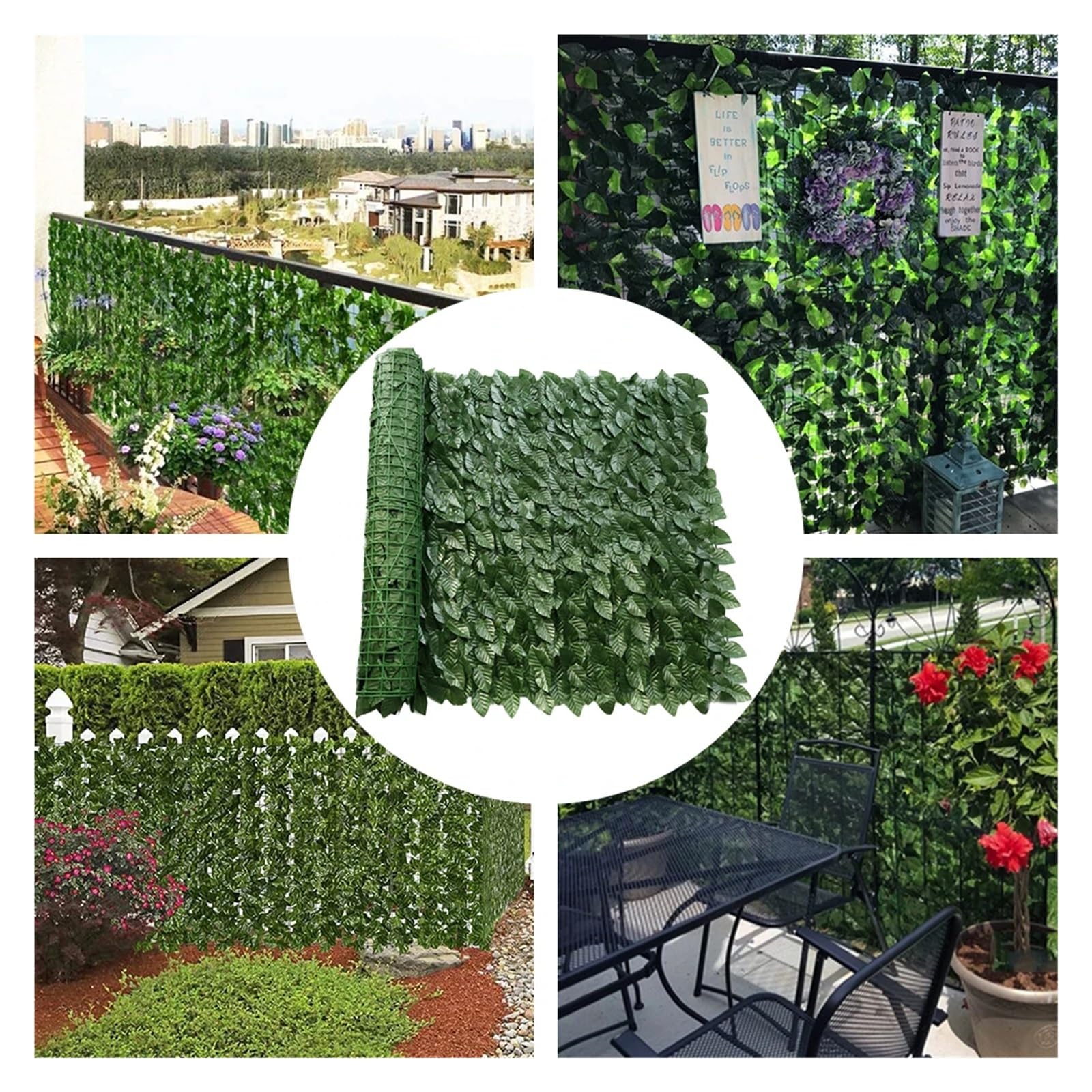 Seto Artificial Ocultacion Jardin Paneles de cerca hojas, setos artificiales plástico, pantalla pared, vegetación cosible, decoración multifuncional for jardín y hogar(4 PCS)