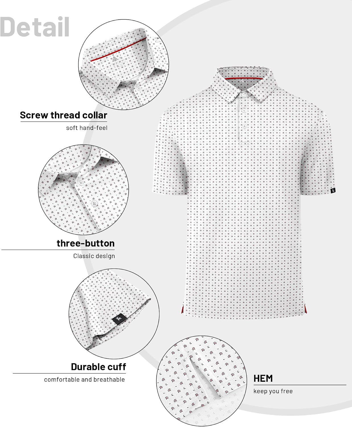 ZITY Mens Print Polo Shirts Short Sleeve Moisture Wicking Shirts for Men Golf Tennis Daily Casual Collared T-Shirt