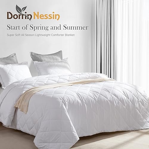 Miniatura 5 de Dorrin Nessin Juego de edredón ligero, 1 manta refrescante de verano con 2 almohadas de cama, ultra suave, 3 piezas reversibles, color blanco,