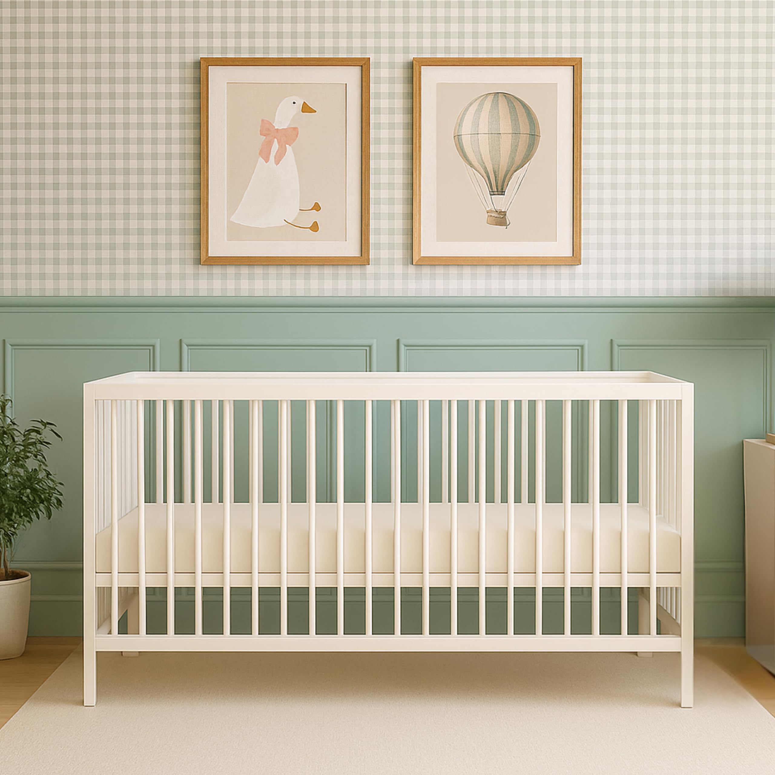 Mokee Midi Baby Cot Bed 140x70 cm, 3-in-1 Wooden Baby Crib, Toddler & Day Bed with Adjustable Base, Convertible to Toddler Bed, from Newborn to 5 Years (White)