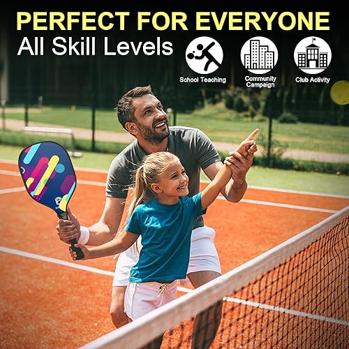 Miniatura 7 de DULCE DOM Palas de pickleball, juego de 24 de pickleball de fibra de vidrio aprobadas por USAPA con paletas de pickleball, 4 bolas de pickleball y