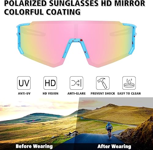 Miniatura 147 de STORYCOAST Lentes de sol deportivos polarizados para hombres y mujeres, para conducir, pesca, ciclismo, bicicleta de montaña, protección UV400