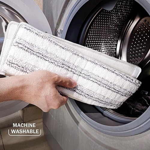 Miniatura 7 de Juego de trapeador y cubo, sistema de trapeador plano y cubo con agua sucia y limpia separada, trapeador limpiador de pared de 3 compartimentos,