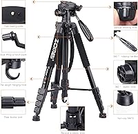 Vista 6 de ZOMEi Soporte de trípode DSLR de alta resistencia de 74.0 in, extensión multifuncional alta, disparo multiángulo, compatible con cámaras, teléfonos