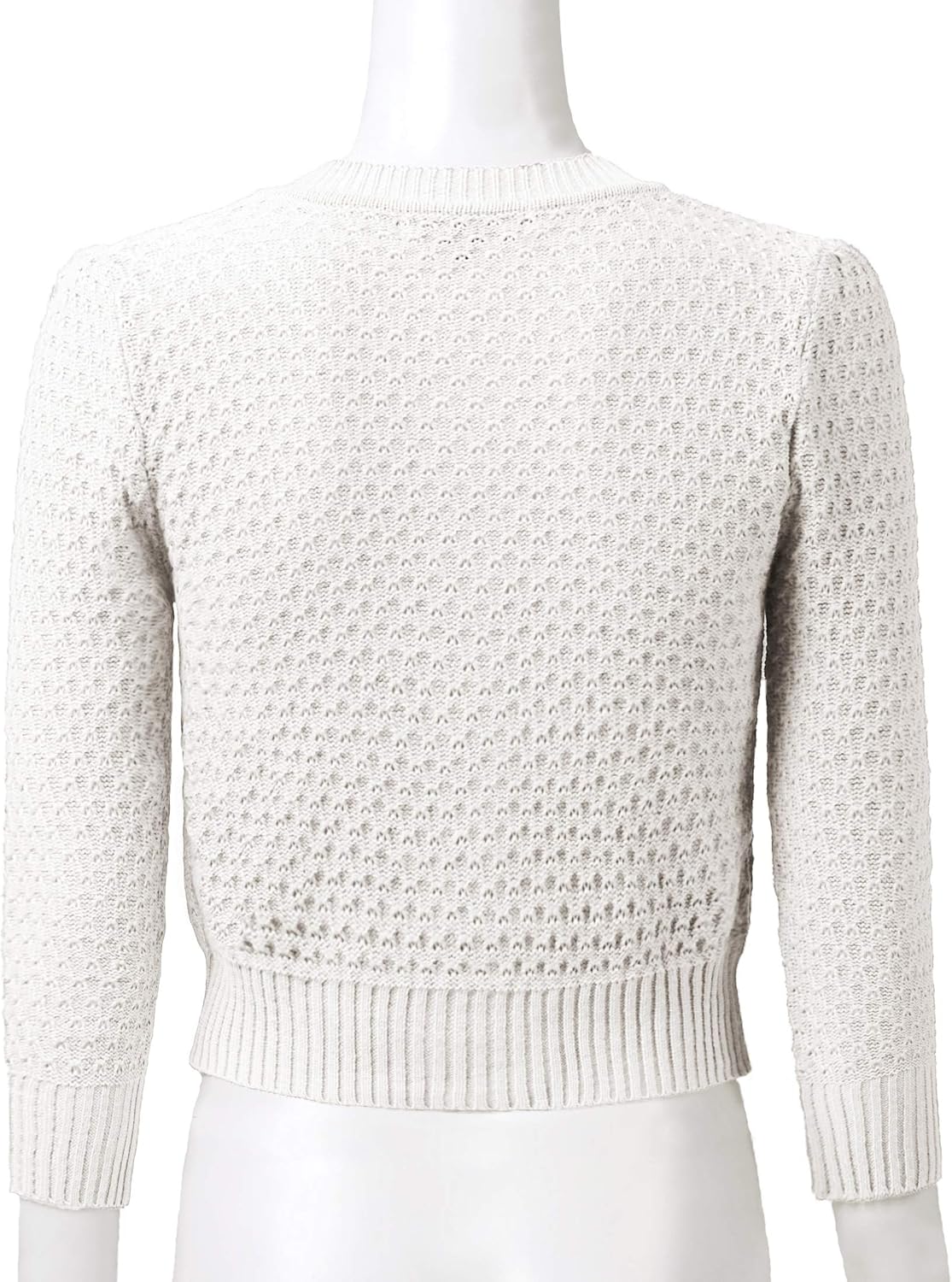 Women's 3/4 Sleeve Crew Neck Button Down Cotton Knit Cropped Cardigan Sweater (S-3XL) - Image 4