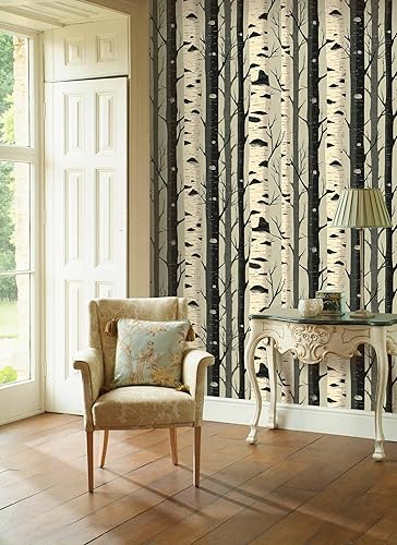 Miniatura 3 de Papel tapiz autoadhesivo de bosque de abedul, papel tapiz rústico de árbol bosque, decoración de pared de naturaleza escandinava para el hogar,